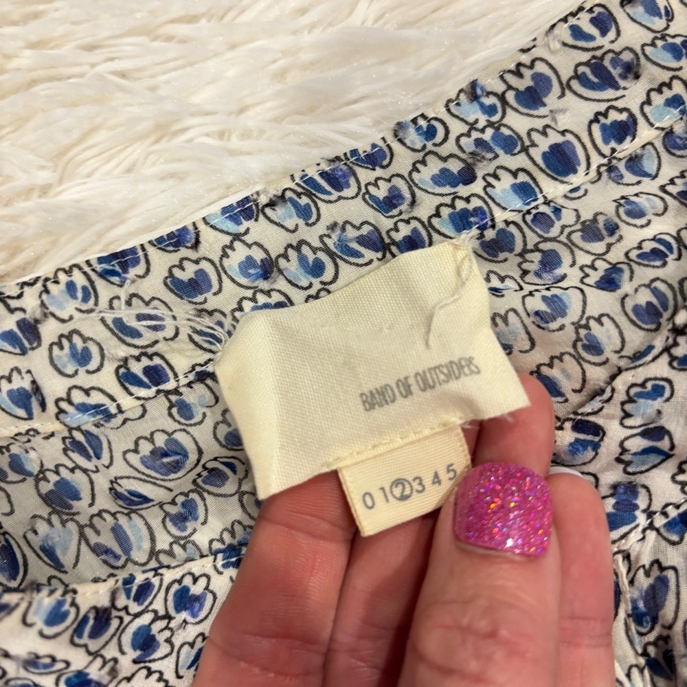 Band of Outsiders Scribble Flower Silk Flutter Sleeve Shirt Dress - Picture 8 of 12